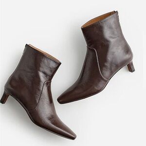 Madewell The Dimes Kitten-Heel Boot in Crinkle Leather
